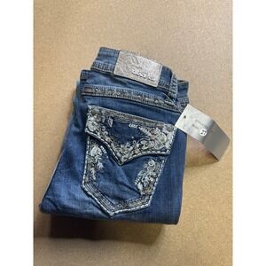 GRACE in LA Easy Fit Embellished Bootcut Jeans Women Size 27 Blue Denim nwt $89